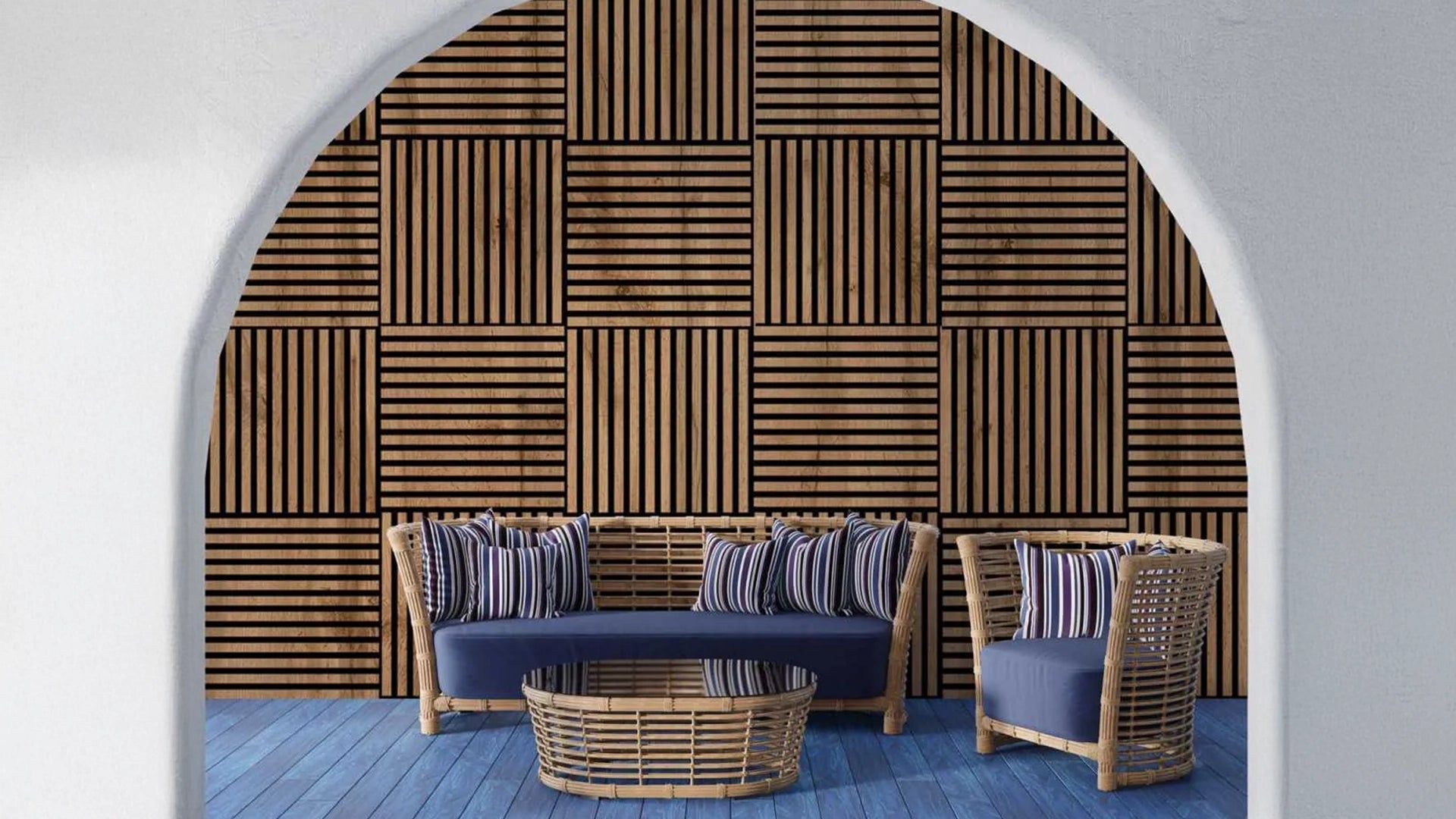 Wooden Acoustic Panels Rustic Oak Wall Slats feature Wall DecorMania EU