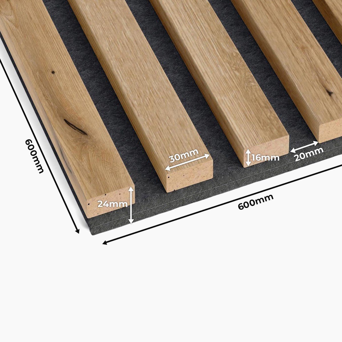 Acoustic Slats panel in square - European OAK - DecorMania.eu
