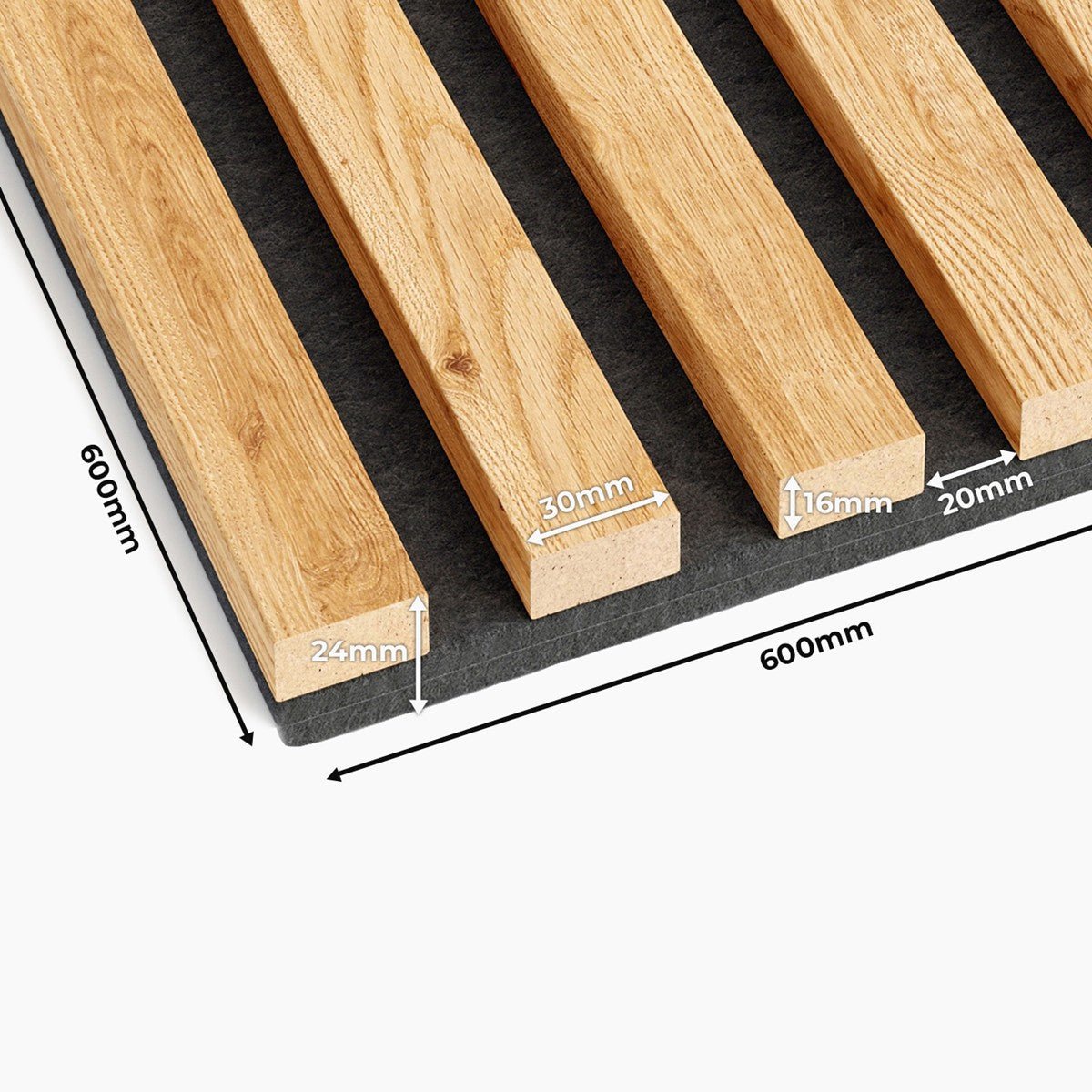 Smoked Oak Acoustic Slat Wood Panel 240 x 60 - DecorMania