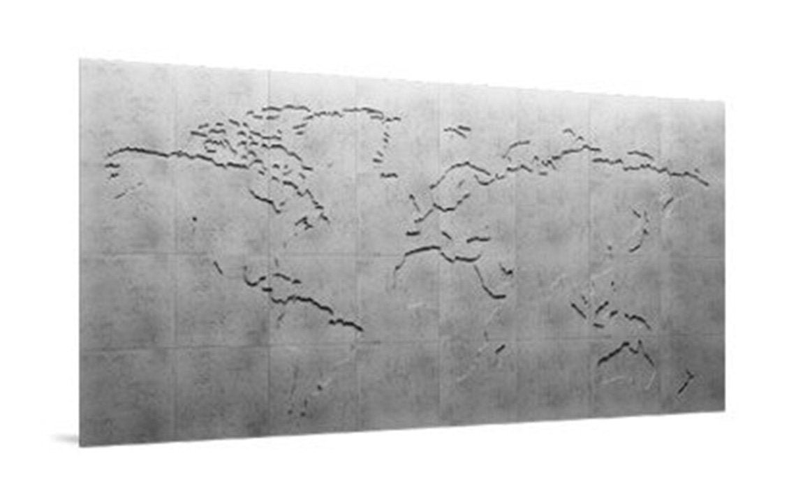 Map of the World - 3D Concrete Mural - DecorMania.eu